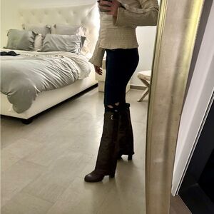 CHANEL Brown Heeled Boots
